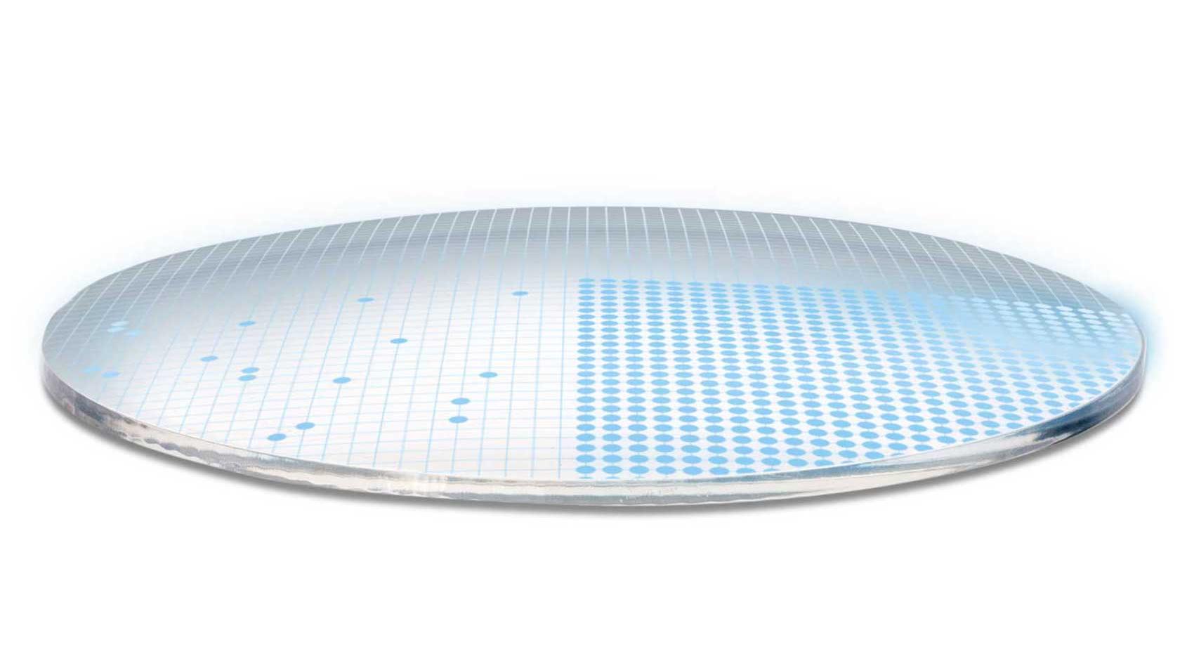 3D illustration of lens showing 700 blue dots symbolizing 700 free parameters for a highly complex lens surface.