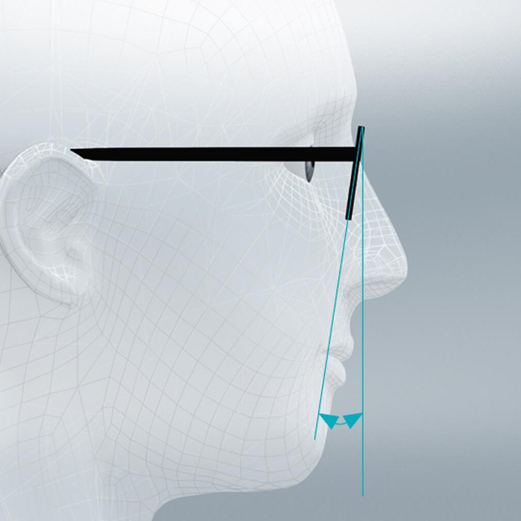 Standard lens design optimised for a face with standard position of wearing parameters