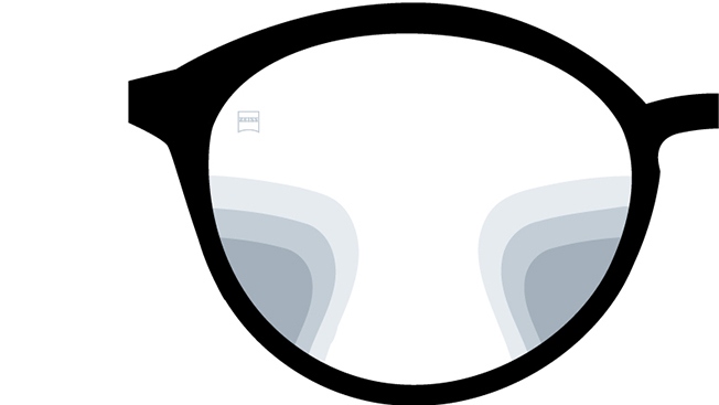 Visualisation of ZEISS SmartLife Progressive Plus lenses. The image shows the look through the lenses.