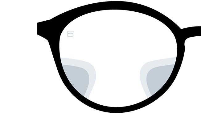 Visualisation of ZEISS SmartLife Progressive Superb lenses. The image shows the look through the lenses.